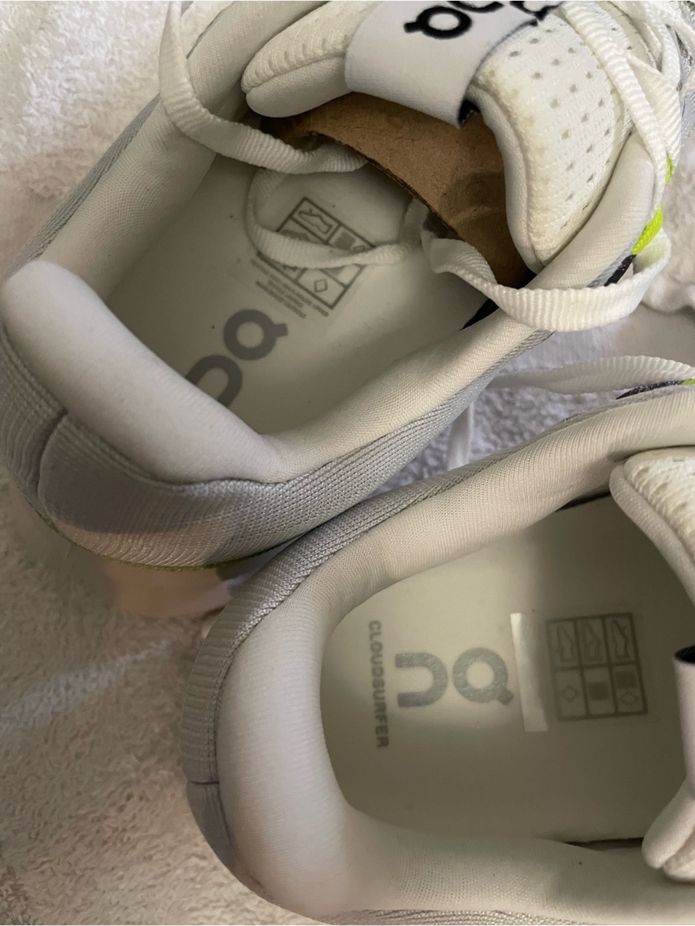 On Running Women’s Cloudsurfer Athletic Shoes - Light Gray with Lime Accents 8 - Picture 4 of 11
